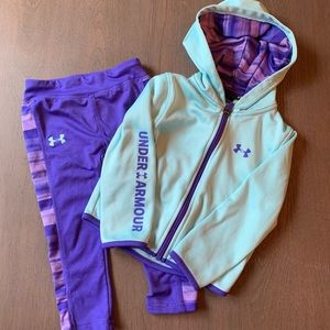 Girls Under Armour zip up hoodie and leggings